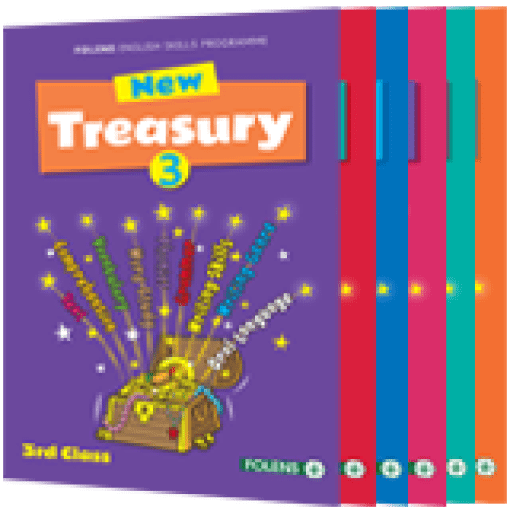 New Treasury, Folens English skills school books for 1st class, 2nd class, 3rd class, 4th class, 5th class, 6th class.