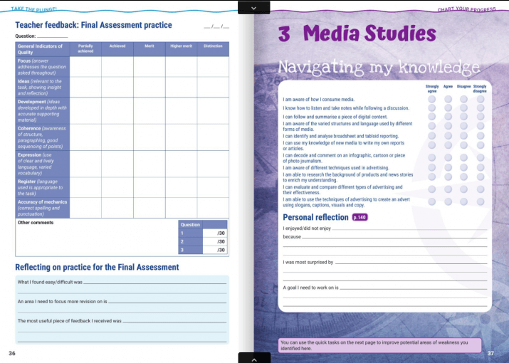 Take the Plunge! Chart Your Progress JC English school book