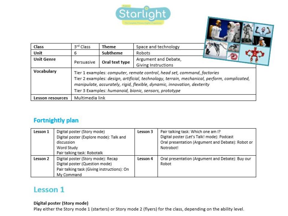 Lesson plan: Poster – 06. Robots